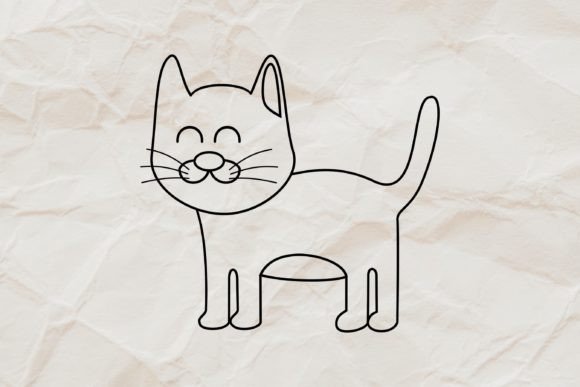 Cat Line Art Illustration Clipart SVG