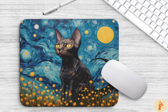 Starry Night Sphynx Cat Mouse Pad